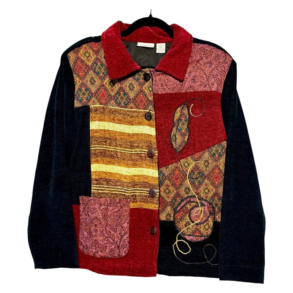 Analogy Vintage Boho Patchwork Jacket Womens‎ Medium Artistic Eclectic Indie